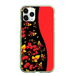 Чехол iPhone 11 Pro матовый Хохлома Русская роспись, цвет: 3D-салатовый