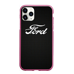 Чехол iPhone 11 Pro матовый Ford форд крбон, цвет: 3D-малиновый