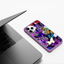 Чехол iPhone 11 Pro матовый Бабочки Butterflies, цвет: 3D-фиолетовый — фото 2