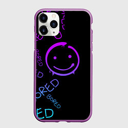 Чехол iPhone 11 Pro матовый Neon Bored Half pattern, цвет: 3D-фиолетовый