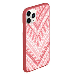 Чехол iPhone 11 Pro матовый Абстракция в стиле дудл Розовый и белый цвета Лини, цвет: 3D-красный — фото 2