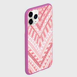 Чехол iPhone 11 Pro матовый Абстракция в стиле дудл Розовый и белый цвета Лини, цвет: 3D-фиолетовый — фото 2