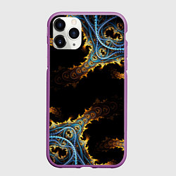 Чехол iPhone 11 Pro матовый Огненные фракталы 3d, цвет: 3D-фиолетовый