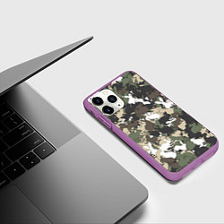 Чехол iPhone 11 Pro матовый Камуфляж с кроликами, цвет: 3D-фиолетовый — фото 2