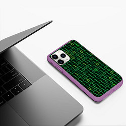 Чехол iPhone 11 Pro матовый Двоичный Код Binary Code, цвет: 3D-фиолетовый — фото 2