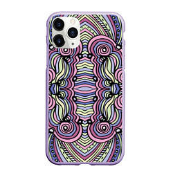 Чехол iPhone 11 Pro матовый Абстракция разноцветная Калейдоскоп Фиолетовый, зе, цвет: 3D-светло-сиреневый