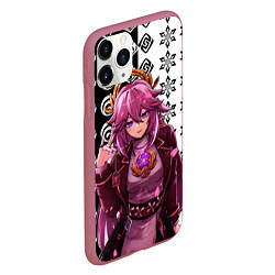 Чехол iPhone 11 Pro матовый Яэ Мико прекрасная Геншин Импакт, цвет: 3D-малиновый — фото 2