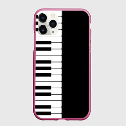 Чехол iPhone 11 Pro матовый Черно-Белое Пианино Piano, цвет: 3D-малиновый