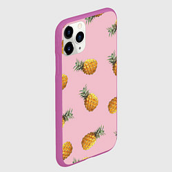 Чехол iPhone 11 Pro матовый Ананасы падают, цвет: 3D-фиолетовый — фото 2