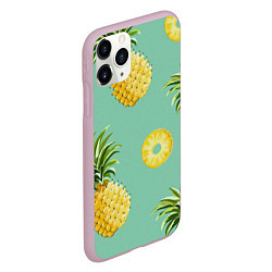 Чехол iPhone 11 Pro матовый Большие ананасы, цвет: 3D-розовый — фото 2