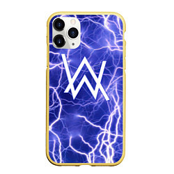 Чехол iPhone 11 Pro матовый Alan Walker молнии, цвет: 3D-желтый