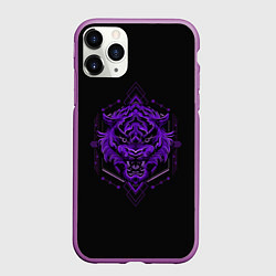 Чехол iPhone 11 Pro матовый Демон Тигр, цвет: 3D-фиолетовый