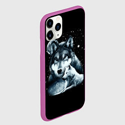 Чехол iPhone 11 Pro матовый Ночные Волки, цвет: 3D-фиолетовый — фото 2
