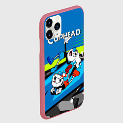 Чехол iPhone 11 Pro матовый 2 чашечки cuphead, цвет: 3D-малиновый — фото 2
