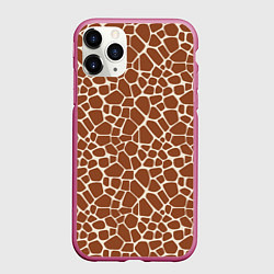 Чехол iPhone 11 Pro матовый Шкура Жирафа - Giraffe, цвет: 3D-малиновый