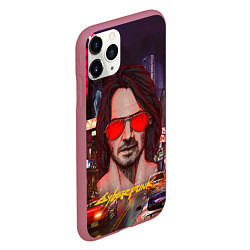 Чехол iPhone 11 Pro матовый Johnny Cyberpunk2077 Джонни, цвет: 3D-малиновый — фото 2