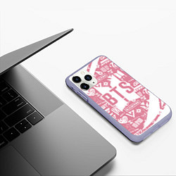 Чехол iPhone 11 Pro матовый Bts паттерн, цвет: 3D-светло-сиреневый — фото 2