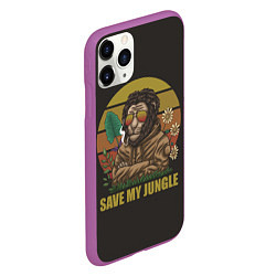 Чехол iPhone 11 Pro матовый Лев в джунглях, цвет: 3D-фиолетовый — фото 2