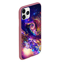 Чехол iPhone 11 Pro матовый Neon space pattern 3022, цвет: 3D-малиновый — фото 2