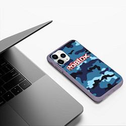 Чехол iPhone 11 Pro матовый Roblox Камуфляж Тёмно-Синий, цвет: 3D-серый — фото 2