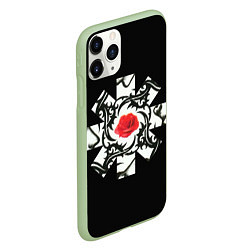 Чехол iPhone 11 Pro матовый RHCP Logo Red Rose, цвет: 3D-салатовый — фото 2