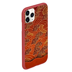 Чехол iPhone 11 Pro матовый Япония Волны, цвет: 3D-красный — фото 2