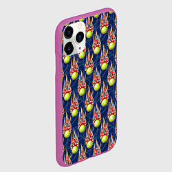 Чехол iPhone 11 Pro матовый Теннисные мячики в огне, цвет: 3D-фиолетовый — фото 2