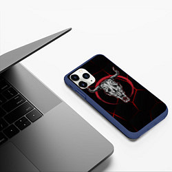Чехол iPhone 11 Pro матовый Череп буйвола, цвет: 3D-тёмно-синий — фото 2