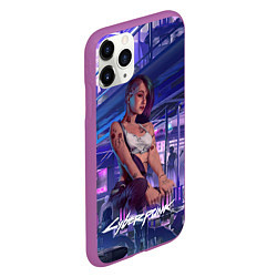 Чехол iPhone 11 Pro матовый Jydy Джуди Cyberpunk2077, цвет: 3D-фиолетовый — фото 2