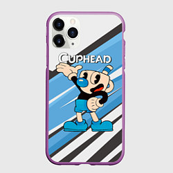 Чехол iPhone 11 Pro матовый Cuphead синяя чашечка, цвет: 3D-фиолетовый