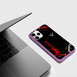 Чехол iPhone 11 Pro матовый Токийские мстители брызги красок, цвет: 3D-фиолетовый — фото 2