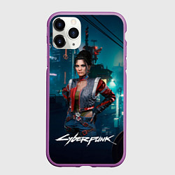 Чехол iPhone 11 Pro матовый Panam cyberpunk 2077, цвет: 3D-фиолетовый