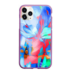 Чехол iPhone 11 Pro матовый Fashion floral pattern, цвет: 3D-фиолетовый