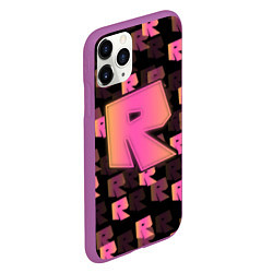 Чехол iPhone 11 Pro матовый ROBLOX ЛОГО, цвет: 3D-фиолетовый — фото 2