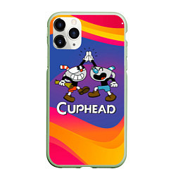 Чехол iPhone 11 Pro матовый Веселые чашечки - Cuphead, цвет: 3D-салатовый
