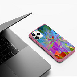 Чехол iPhone 11 Pro матовый Abstract color pattern Summer 2022, цвет: 3D-малиновый — фото 2