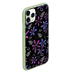 Чехол iPhone 11 Pro матовый Зайцы в ночном саду, цвет: 3D-салатовый — фото 2