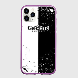 Чехол iPhone 11 Pro матовый Genshin Impact черноебелое