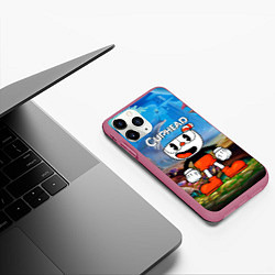 Чехол iPhone 11 Pro матовый Cuphead Красная чашечка, цвет: 3D-малиновый — фото 2