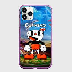 Чехол iPhone 11 Pro матовый Cuphead Красная чашечка, цвет: 3D-фиолетовый