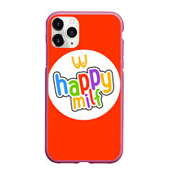 Чехол iPhone 11 Pro матовый HAPPY MILF, цвет: 3D-малиновый