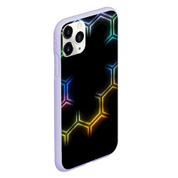 Чехол iPhone 11 Pro матовый Геометрический узор Neon, цвет: 3D-светло-сиреневый — фото 2