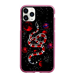 Чехол iPhone 11 Pro матовый Змея в Красном Космосе Space Snake, цвет: 3D-малиновый