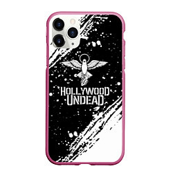 Чехол iPhone 11 Pro матовый Hollywood undead, цвет: 3D-малиновый