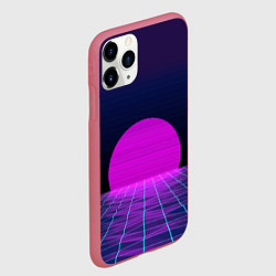 Чехол iPhone 11 Pro матовый Закат розового солнца Vaporwave Психоделика, цвет: 3D-малиновый — фото 2