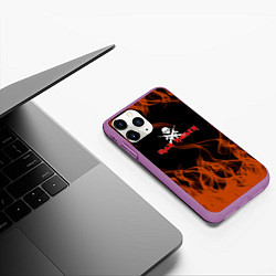 Чехол iPhone 11 Pro матовый Iron maiden огонёк, цвет: 3D-фиолетовый — фото 2