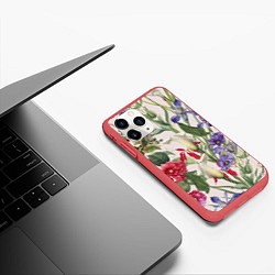 Чехол iPhone 11 Pro матовый Цветы Распускающиеся, цвет: 3D-красный — фото 2