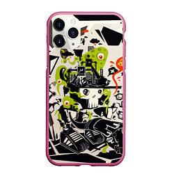 Чехол iPhone 11 Pro матовый Cyber pattern Skull Vanguard Fashion, цвет: 3D-малиновый