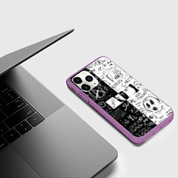 Чехол iPhone 11 Pro матовый Anime BLACK WHITE EYES, цвет: 3D-фиолетовый — фото 2