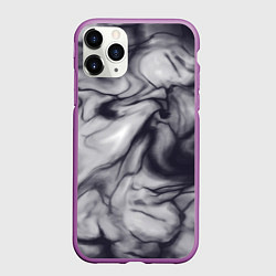 Чехол iPhone 11 Pro матовый Бело-черный тай-дай, цвет: 3D-фиолетовый
